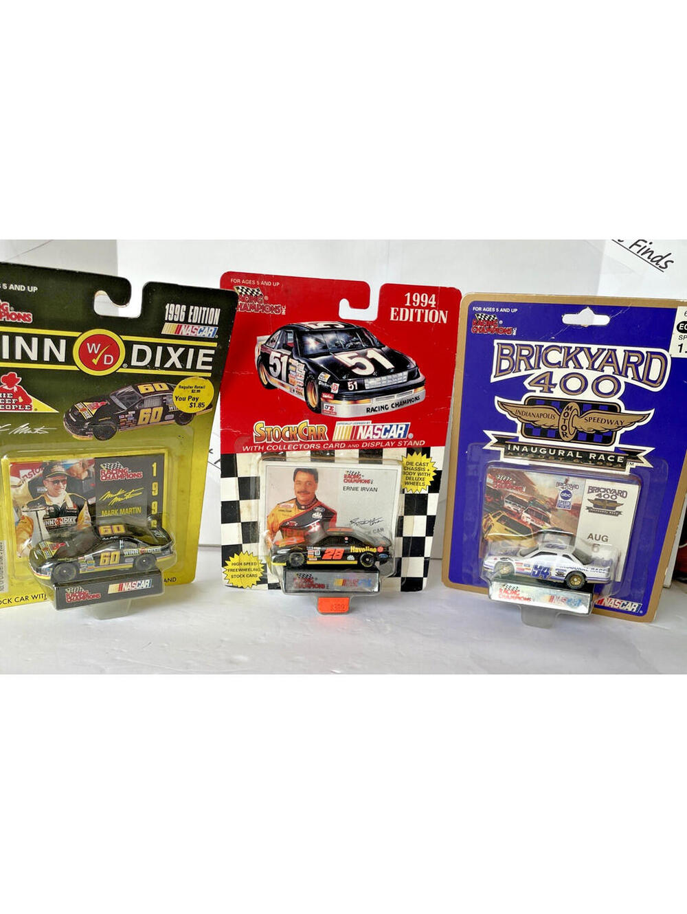 3 Nascar Racing Champions Stock cars 1:64 # 60 #28 #94 w/cards and stands